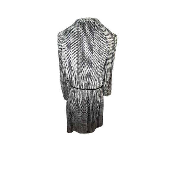Loft Petite Dress Small Gray Black Dot‎ Print Belted V Neck Long Sleeve Work - Picture 5 of 12